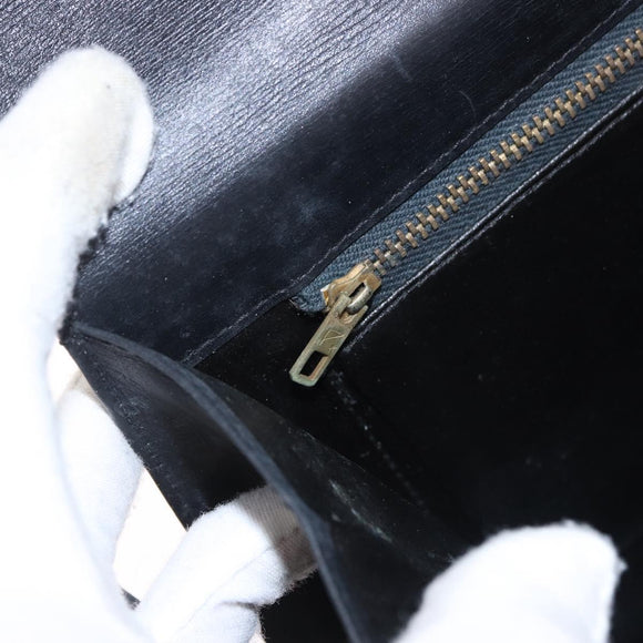 CELINE Horse Carriage Shoulder Bag Leather Black Gold Auth 185494