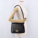 CELINE Horse Carriage Shoulder Bag Leather Black Gold Auth 185494-25