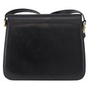 CELINE Horse Carriage Shoulder Bag Leather Black Gold Auth 185494-2