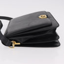 CELINE Horse Carriage Shoulder Bag Leather Black Gold Auth 185494-4