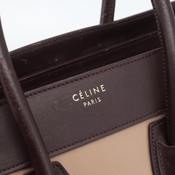 CELINE Luggage Micro Shopper Handtas Leer Bordeaux Goud Origineel 185495A