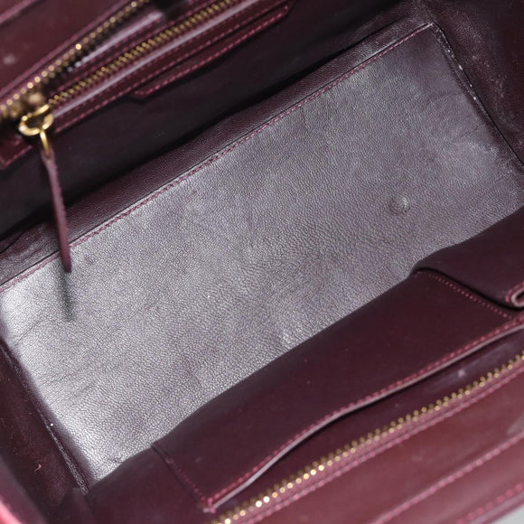 CELINE Luggage Micro Shopper Handtas Leer Bordeaux Goud Origineel 185495A