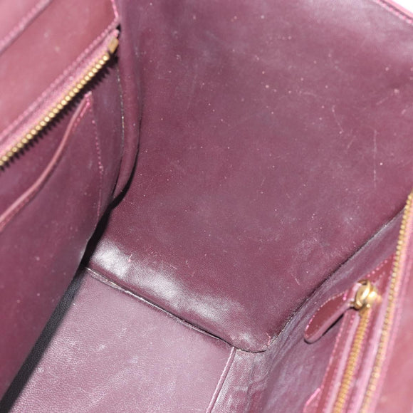 CELINE Luggage Micro Shopper Handtas Leer Bordeaux Goud Origineel 185495A