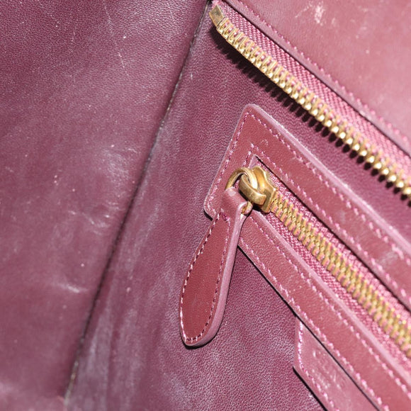 CELINE Luggage Micro Shopper Handtas Leer Bordeaux Goud Origineel 185495A