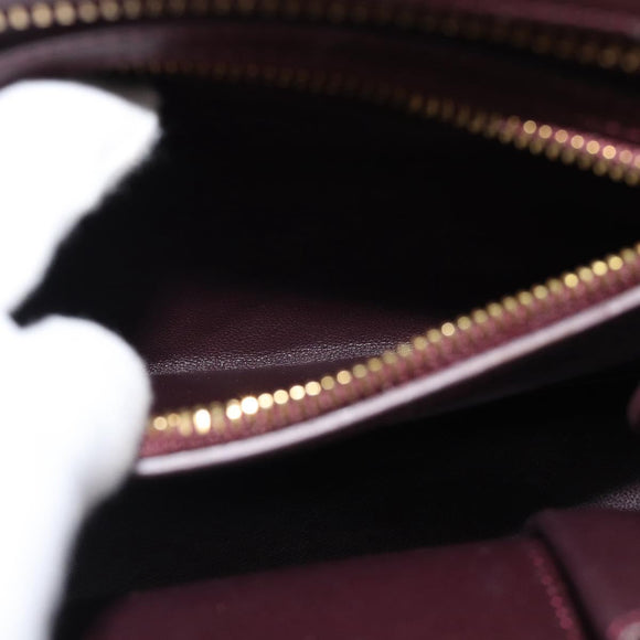 CELINE Luggage Micro Shopper Handtas Leer Bordeaux Goud Origineel 185495A