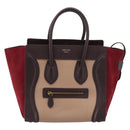 CELINE Luggage Micro Shopper Handtas Leer Bordeaux Goud Origineel 185495A-13