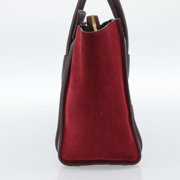 CELINE Luggage Micro Shopper Handtas Leer Bordeaux Goud Origineel 185495A