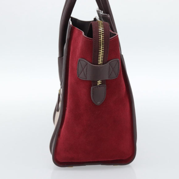 CELINE Luggage Micro Shopper Handtas Leer Bordeaux Goud Origineel 185495A