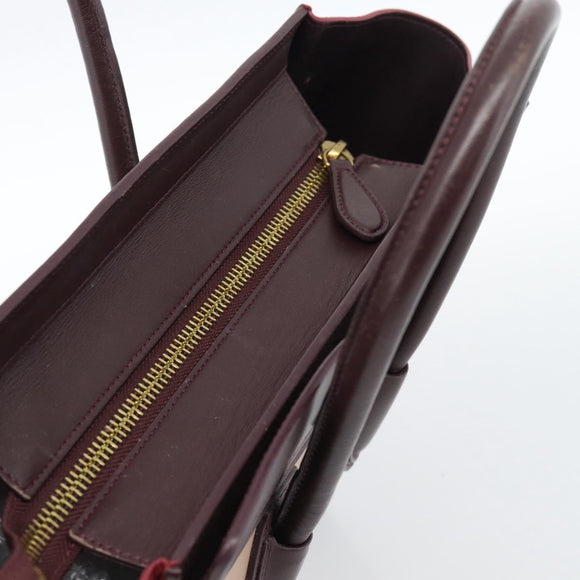 CELINE Luggage Micro Shopper Handtas Leer Bordeaux Goud Origineel 185495A