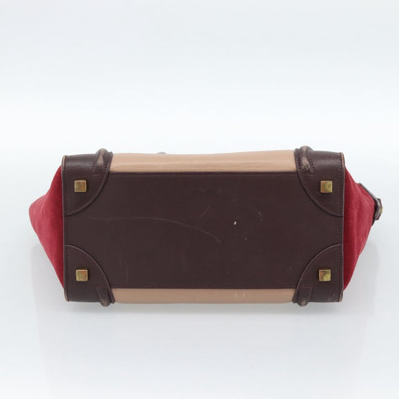 CELINE Luggage Micro Shopper Handtas Leer Bordeaux Goud Origineel 185495A