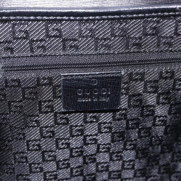 GUCCI Bamboo Shoulder Bag Leather Black Gold 001 4096 Auth 185498