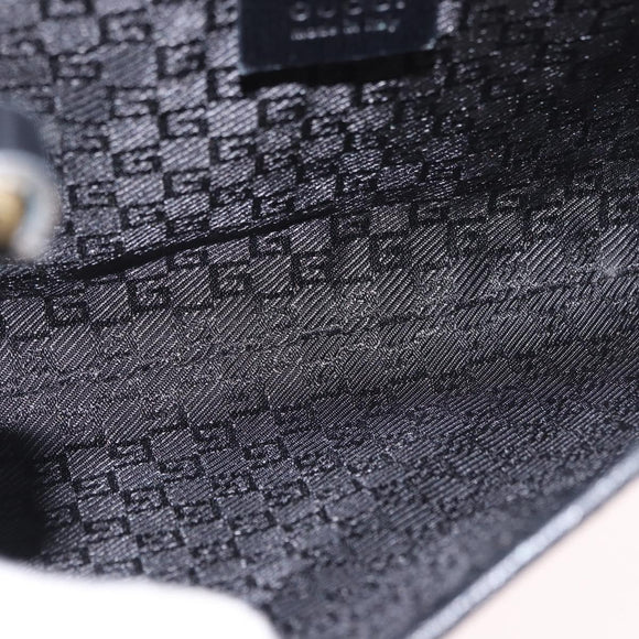 GUCCI Bamboo Shoulder Bag Leather Black Gold 001 4096 Auth 185498