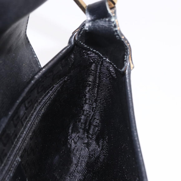 GUCCI Bamboo Shoulder Bag Leather Black Gold 001 4096 Auth 185498