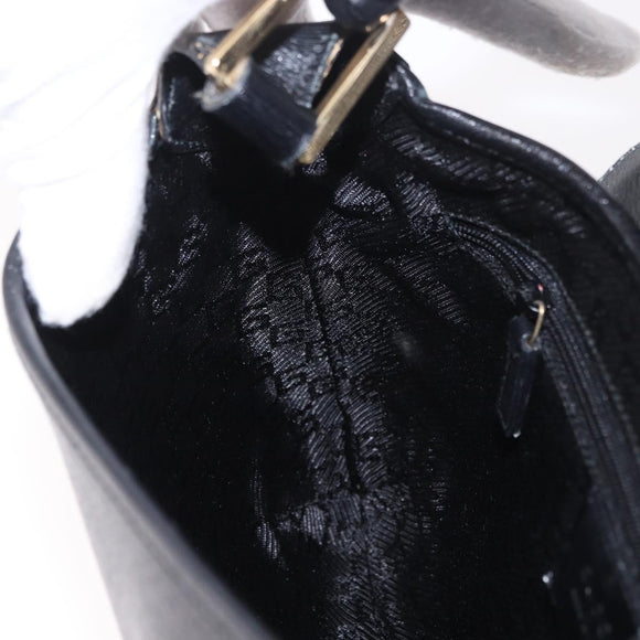 GUCCI Bamboo Shoulder Bag Leather Black Gold 001 4096 Auth 185498