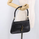 GUCCI Bamboo Shoulder Bag Leather Black Gold 001 4096 Auth 185498-23