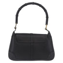GUCCI Bamboo Shoulder Bag Leather Black Gold 001 4096 Auth 185498-3