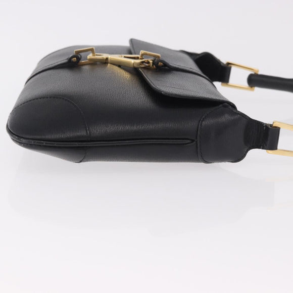 GUCCI Bamboo Shoulder Bag Leather Black Gold 001 4096 Auth 185498