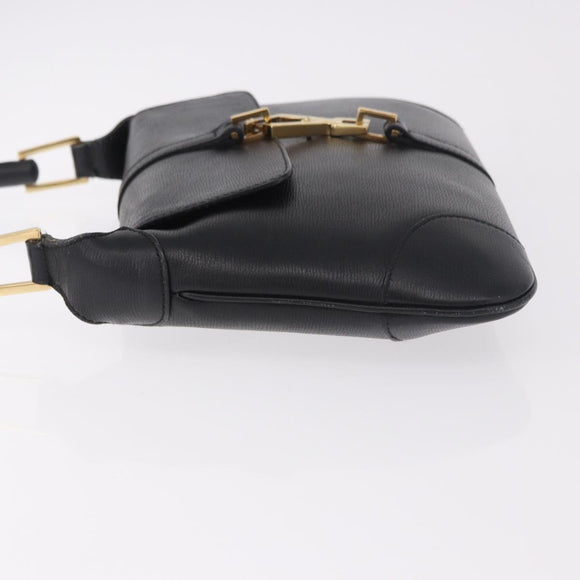 GUCCI Bamboo Shoulder Bag Leather Black Gold 001 4096 Auth 185498