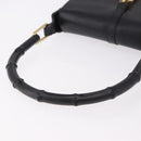 GUCCI Bamboo Shoulder Bag Leather Black Gold 001 4096 Auth 185498-7