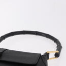 GUCCI Bamboo Shoulder Bag Leather Black Gold 001 4096 Auth 185498-8