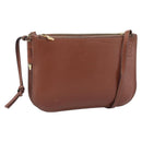 LOEWE Gate Double Zip Shoulder Bag Leather Brown Gold Auth 185500-1