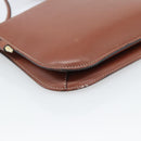 LOEWE Gate Double Zip Shoulder Bag Leather Brown Gold Auth 185500-14