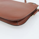 LOEWE Gate Double Zip Shoulder Bag Leather Brown Gold Auth 185500-15