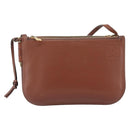 LOEWE Gate Double Zip Shoulder Bag Leather Brown Gold Auth 185500-13