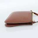 LOEWE Gate Double Zip Shoulder Bag Leather Brown Gold Auth 185500-4