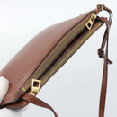 LOEWE Gate Double Zip Shoulder Bag Leather Brown Gold Auth 185500-6