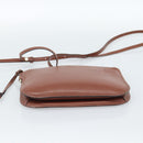 LOEWE Gate Double Zip Shoulder Bag Leather Brown Gold Auth 185500-5