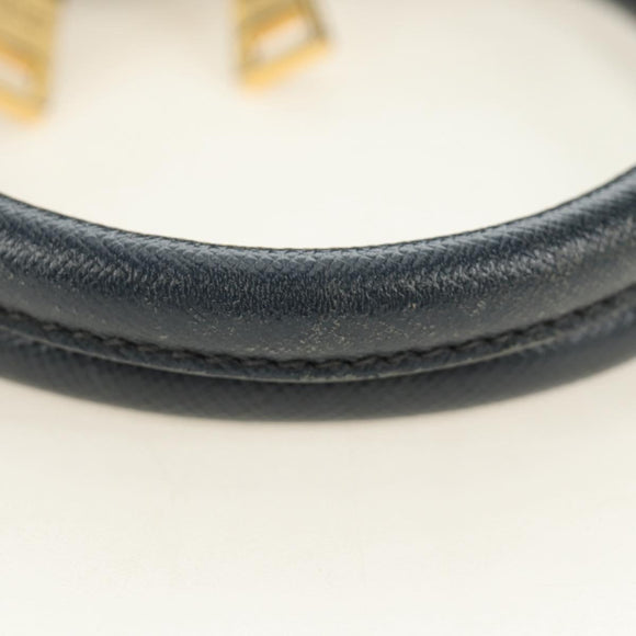 PRADA Hand Bag Saffiano leather Navy Gold Auth 185501V