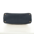 PRADA Hand Bag Saffiano leather Navy Gold Auth 185501V-5