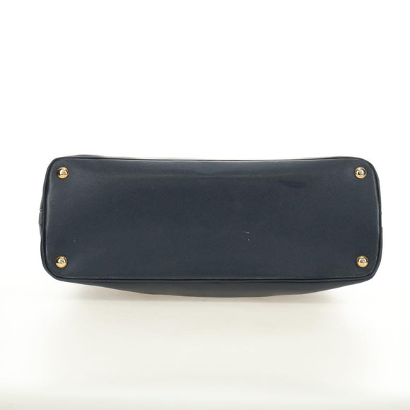 PRADA Hand Bag Saffiano leather Navy Gold Auth 185501V