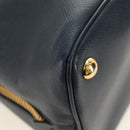 PRADA Hand Bag Saffiano leather Navy Gold Auth 185501V-15