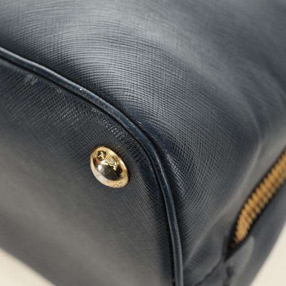 PRADA Hand Bag Saffiano leather Navy Gold Auth 185501V