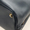 PRADA Hand Bag Saffiano leather Navy Gold Auth 185501V-18