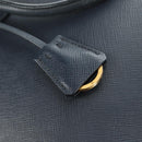 PRADA Hand Bag Saffiano leather Navy Gold Auth 185501V-20