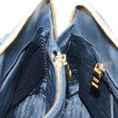 PRADA Hand Bag Saffiano leather Navy Gold Auth 185501V-25