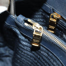 PRADA Hand Bag Saffiano leather Navy Gold Auth 185501V-26