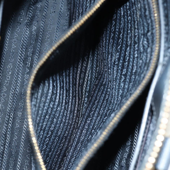 PRADA Hand Bag Saffiano leather Navy Gold Auth 185501V