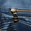 PRADA Hand Bag Saffiano leather Navy Gold Auth 185501V-28