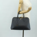 PRADA Hand Bag Saffiano leather Navy Gold Auth 185501V-30