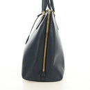 PRADA Hand Bag Saffiano leather Navy Gold Auth 185501V-3