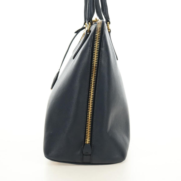 PRADA Hand Bag Saffiano leather Navy Gold Auth 185501V