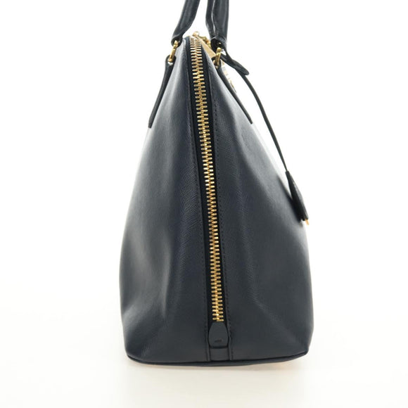 PRADA Hand Bag Saffiano leather Navy Gold Auth 185501V