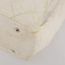 CHANEL Paris Biarritz GM Hand Bag Canvas White Silver CC Auth 185503-10