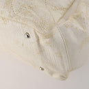 CHANEL Paris Biarritz GM Hand Bag Canvas White Silver CC Auth 185503-12