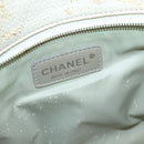 CHANEL Paris Biarritz GM Hand Bag Canvas White Silver CC Auth 185503-15