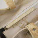CHANEL Paris Biarritz GM Hand Bag Canvas White Silver CC Auth 185503-16